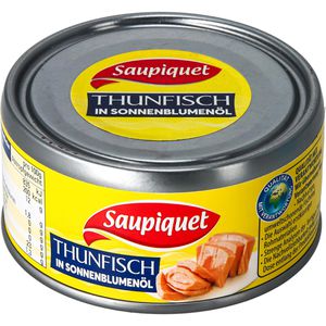 Saupiquet Fischkonserve Thunfisch-Filets, in Sonnenblumenöl, MSC zertifiziert, 185 g