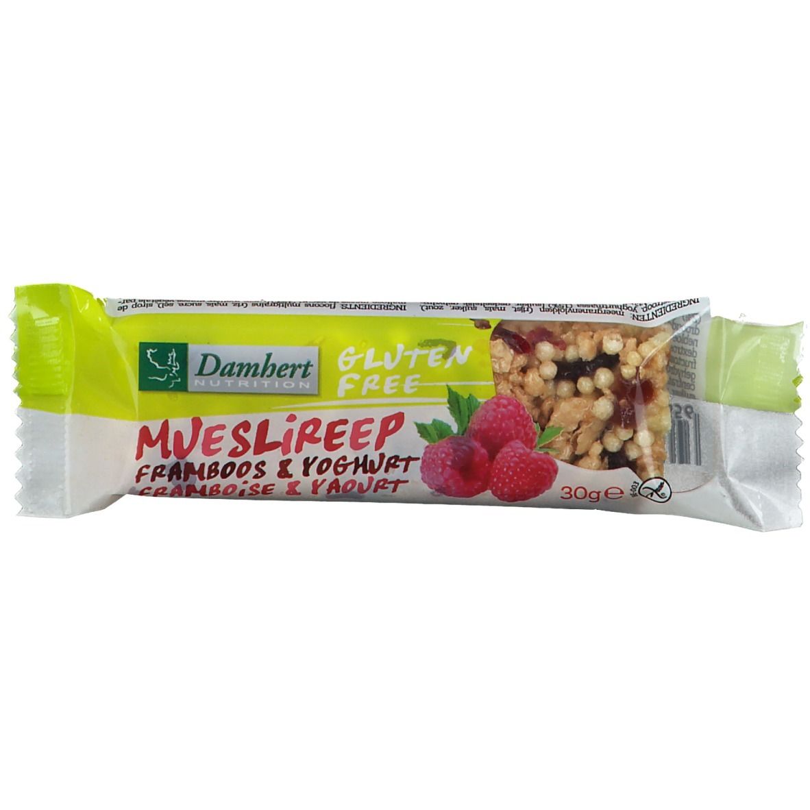 Damhert Glutenvrije Mueslireep Framboos & Yoghurt 30 g Riegel