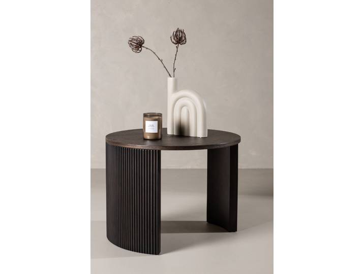 Couchtisch VENTURE HOME, schwarz (mocca, mocca, mocca), B:60cm H:45cm T:60cm, Tische, Couchtisch, Sofatisch, MDF, rund, abgerundet, kompakt, dezent, klassisch