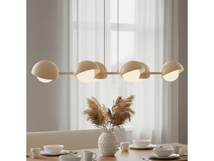 Suspension Boom 88 x 120 x 32cm Beige/Beige 6 Verre opale, acier G9