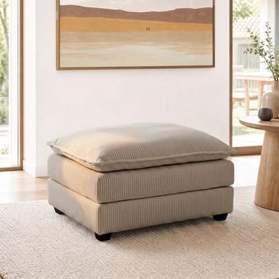 Uixe Modern Corduroy Plush Cloud Pillow Top Ottoman