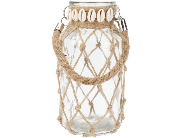 Maritime Vase, mit Verzierungen und Muscheln, Dekoglas, Ø 11 x H 20,5 cm