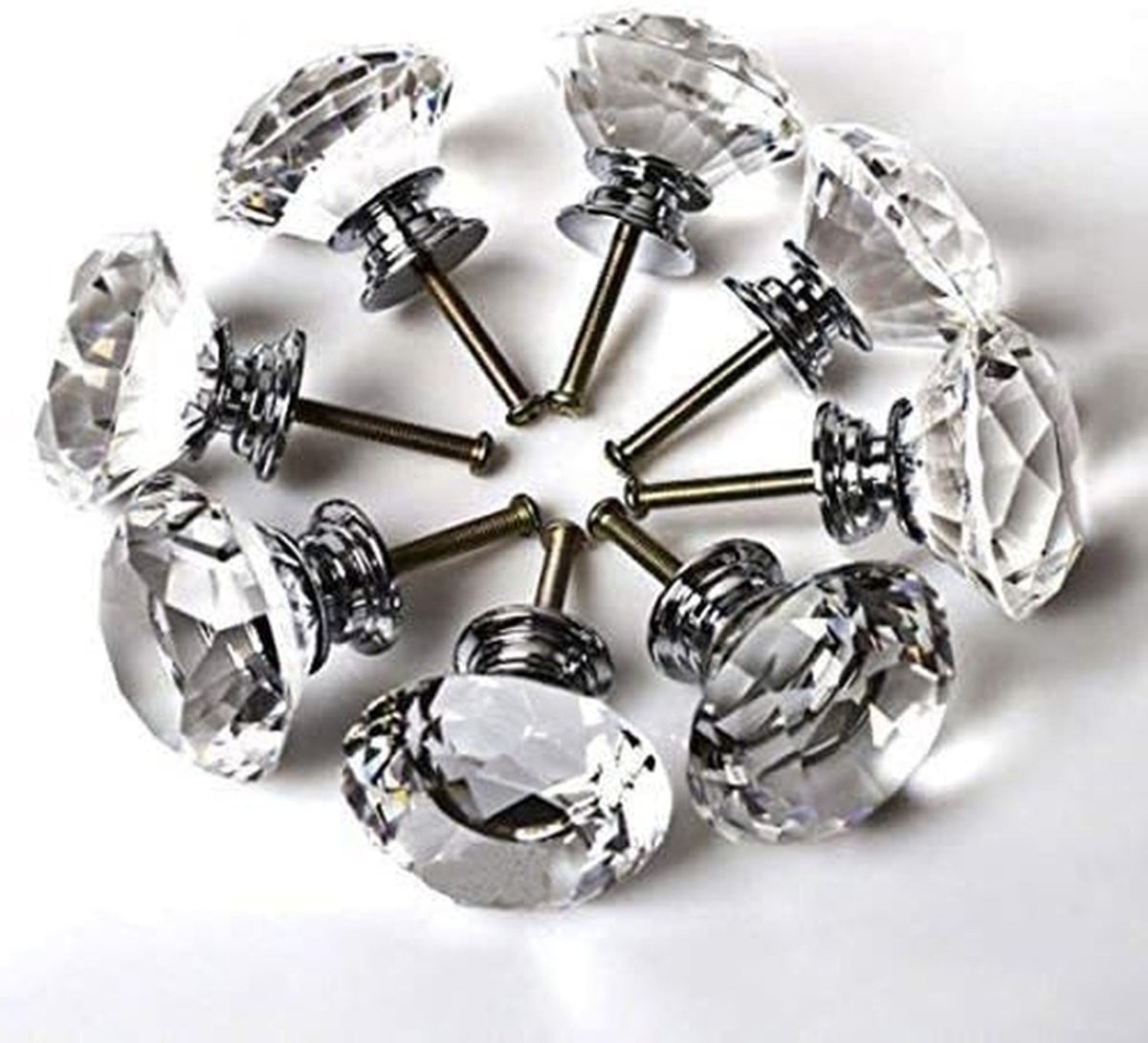 Kristallen Deurknoppen Diamant Geslepen Helder 40 mm