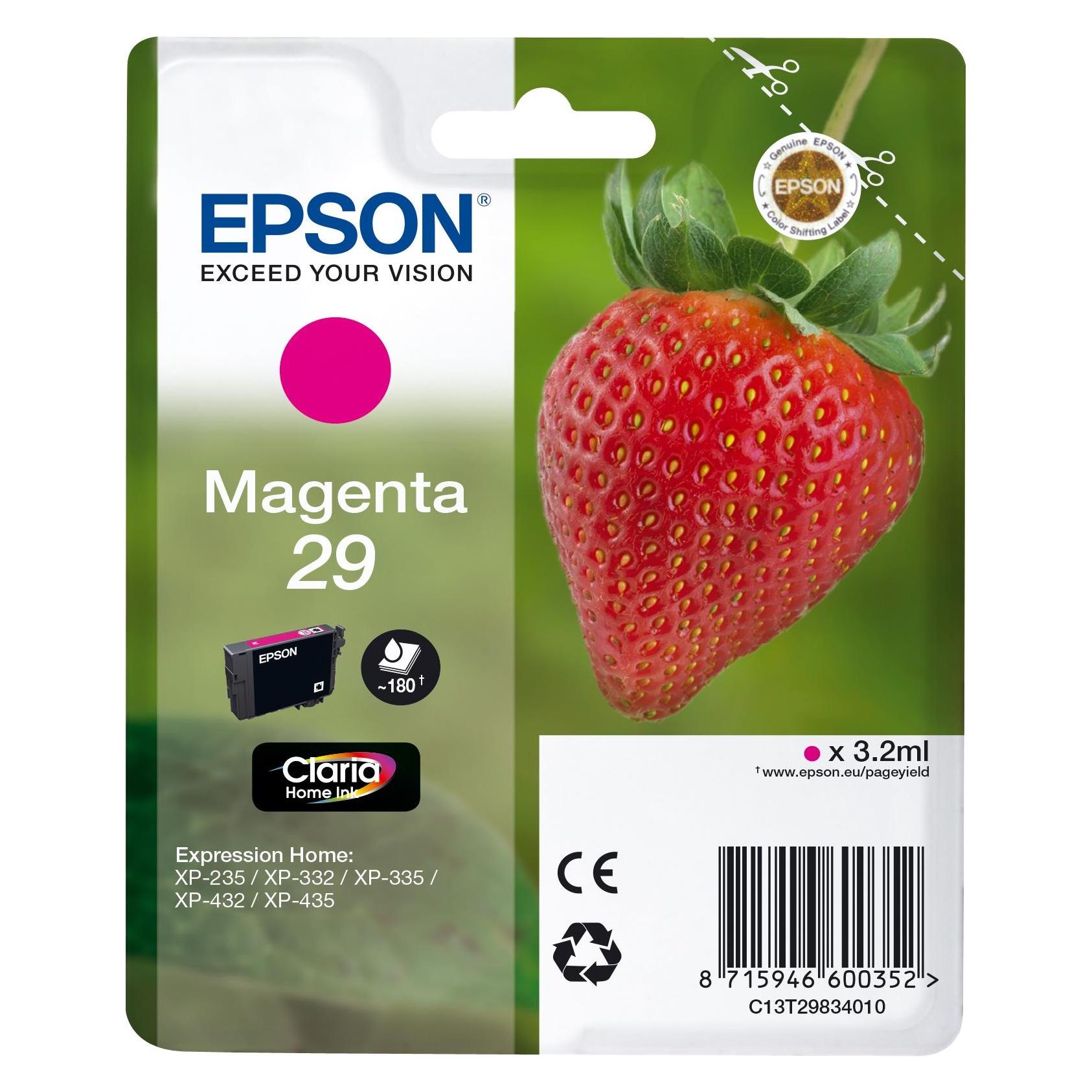 Inkadoo Epson C13T2983402029 Tintenpatrone magenta Radio Frequency 180 Seiten 3.2ml Magenta Epson XP 235 335 (M) (C13T29834020)