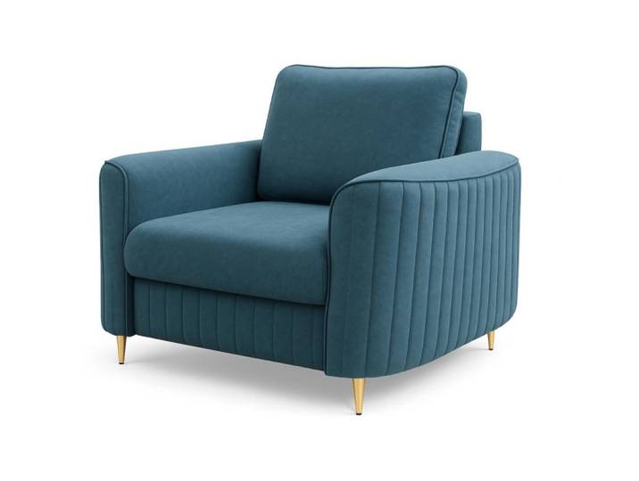 Sepro Meble Sessel Blau Loren Mit Goldenen Beinen, 100x85x94 cm, Wohnzimmer, Sessel, Polstersessel
