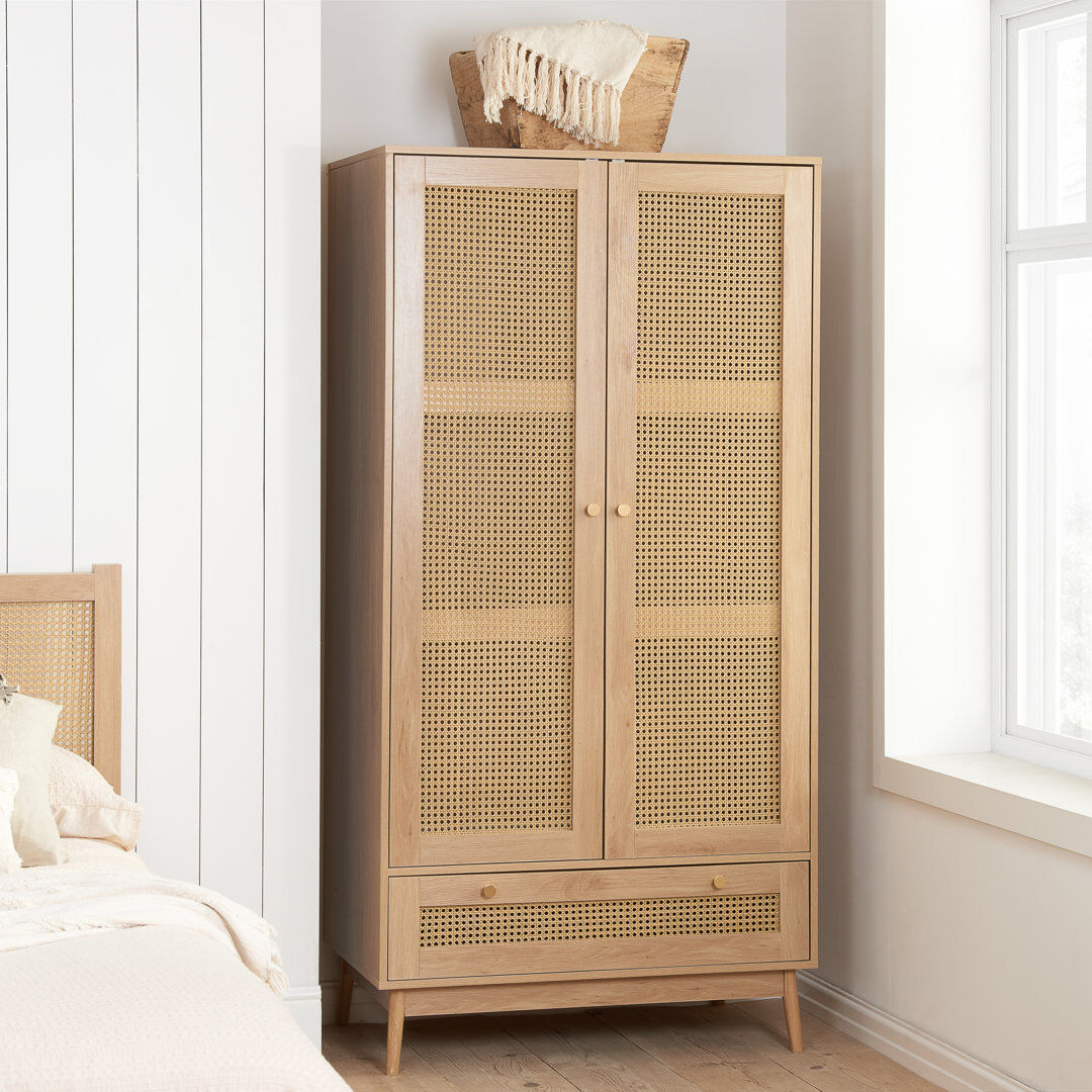 Norden Home Noemi 2 Door Wardrobe Oak 180cm H X 90cm W X 56cm D
