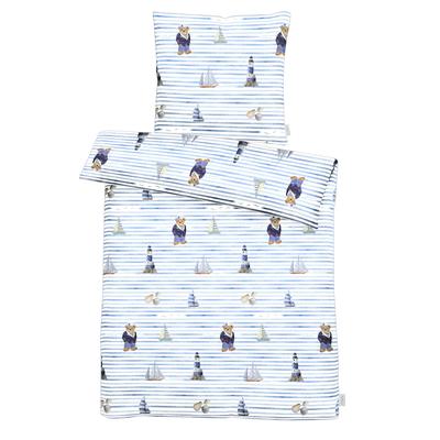 Bettwäsche APELT "Knut", blau (mehrfarbig), B/L: 135cm x 200cm, 1 Stk., 1 Stk., Satin (Bio-Baumwolle), B/L: 80cm x 80cm, 2 tlg., Satin (Bio-Baumwolle), Obermaterial: 100% Baumwolle, Bettwäsche, Bettwäsche, Bettwäsche-Set mit Reißverschluss,...