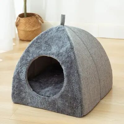 Discount Dollar Deals Indoor Plush Warm Cat House Thickened Triangle Closed Cat Bed Pet Nest For Deep Sleep gray 28x28x30cm