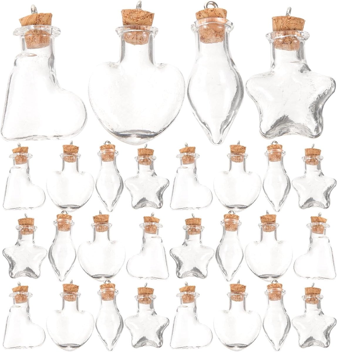 Set van 20 transparante glazen opbergflesjes voor DIY decoratie