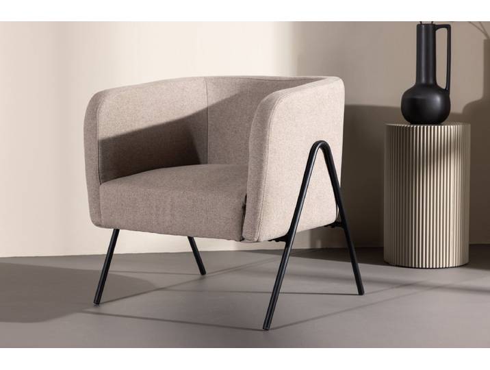 Sessel Rufus - mit beigen Stoff und schwarz lackierten Beinen - Beige - Luxusbetten24