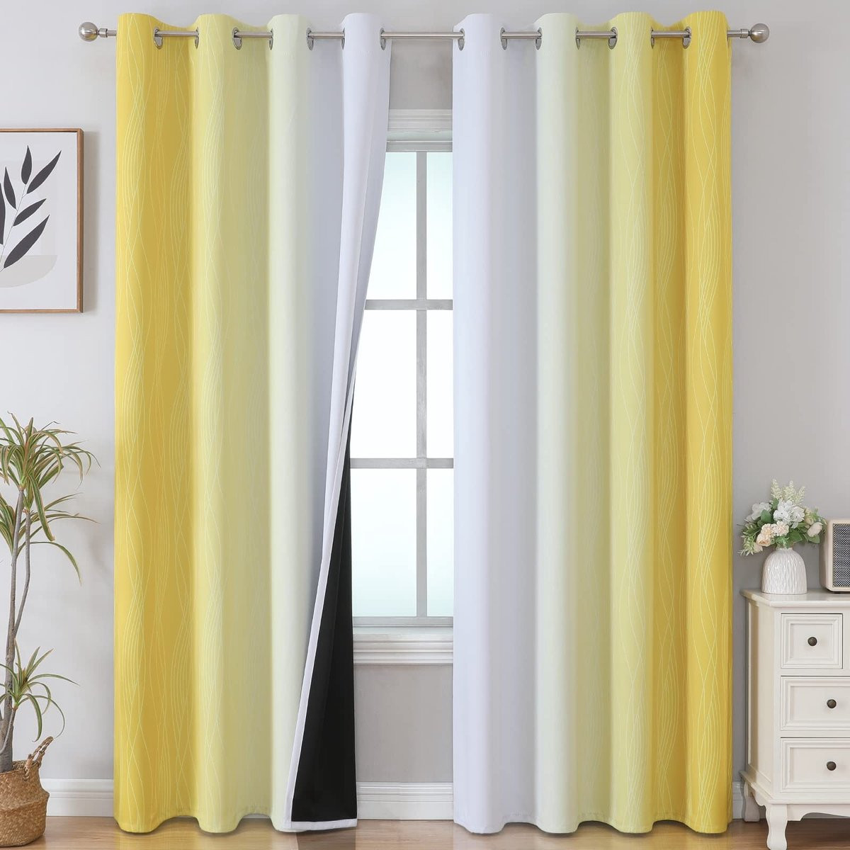 Set van 2 Ombre Geluidsisolerende Gordijnen met Oogjes