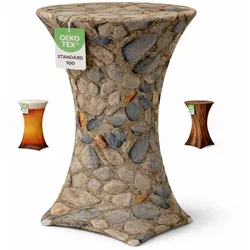 EXKLUSIV HEIMTEXTIL Stehtischhusse Stretch für Bistrotisch Motiv Motiv Ø 60-65x110-120 cm Stein