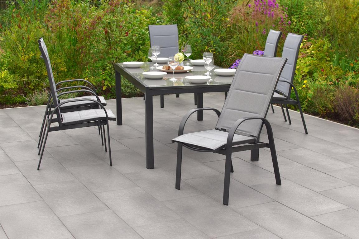 MERXXHANDELS Marini Set 7tlg 6 Sessel Semi Tisch 180(250)x100cm 16909320