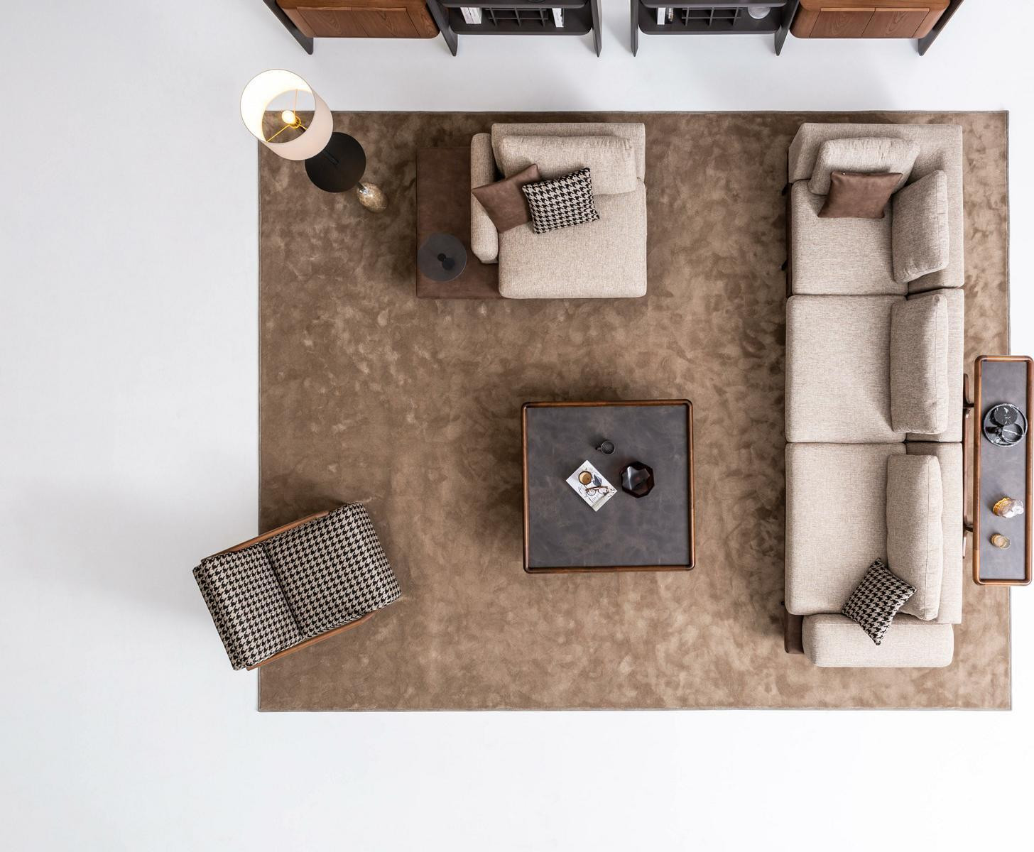 Moderne hoekbank in textiel voor de woonkamer