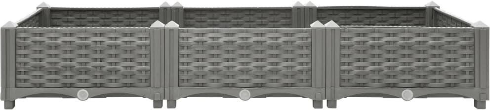 ClassicLiving Raised Bed Polypropylene Garden Planter Pot Planting Box Flower Pot Light Grey 120 x 40 x 23 cm