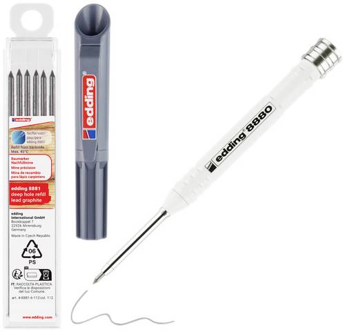 Edding DIY Baumarker Graphit 4-8880-8881 Tieflochmarker Grau, Weiß 1 Set