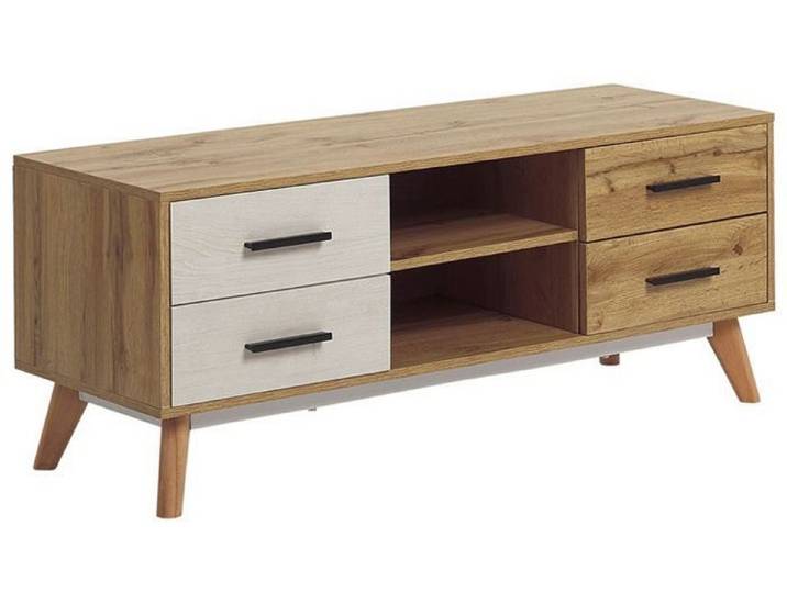 Meuble TV blanc et bois clair FLORIDA
