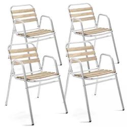 Oviala Business Satz von 4 Gartensesseln aus grauem Aluminium - Oviala
