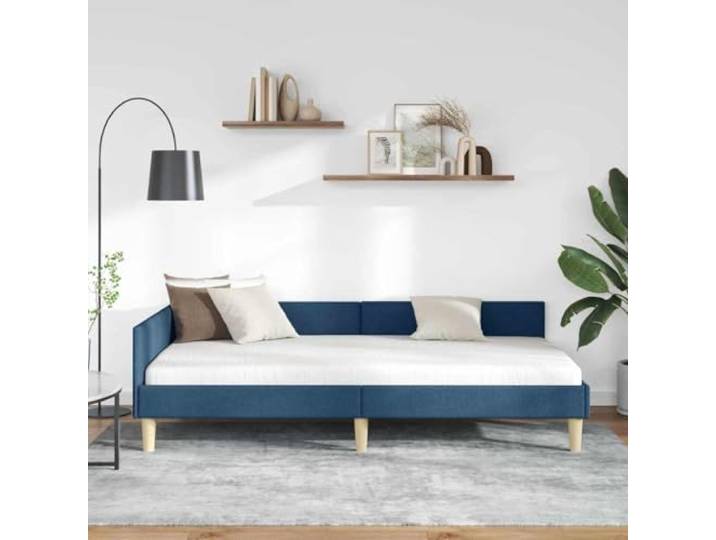 KTHLBRH Eckbett Rahmen blau 100 x 200 cm Polyester, Sperrholz, platzsparendes Design, wendbares Kopfteil, Sofabett