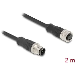 DELOCK M12 Kabel D-kodiert 4 Pin Stecker zu Buchse PVC 2 m