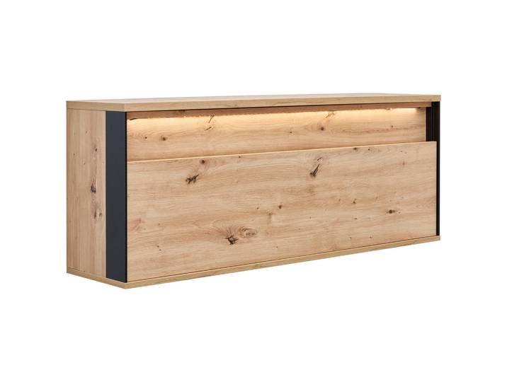 Voleo Hängeelement, Schwarz, Eiche Artisan, 120x45x30 cm, erweiterbar, Beimöbel erhältlich, hängend, Beleuchtung, Wohnzimmer, Wohnwände, Hängeelemente