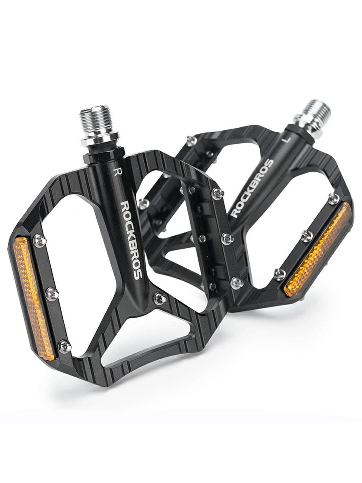 Rockbros C700 Reflective Aluminum Platform Bicycle Pedals - Black