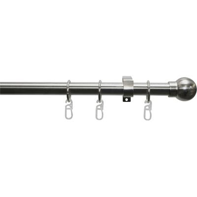 Gardinenstange GARDINIA "Set Metall", grau (edelstahl, op), L:220cm, Metall, Gardinenstangen, 1-Lauf