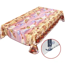 Weihnachtstischdecke Wachstuch Tischdecke abwaschbar Weihnachten Geschenke - 140 x 140 cm, Paspelband (Eingefasst)