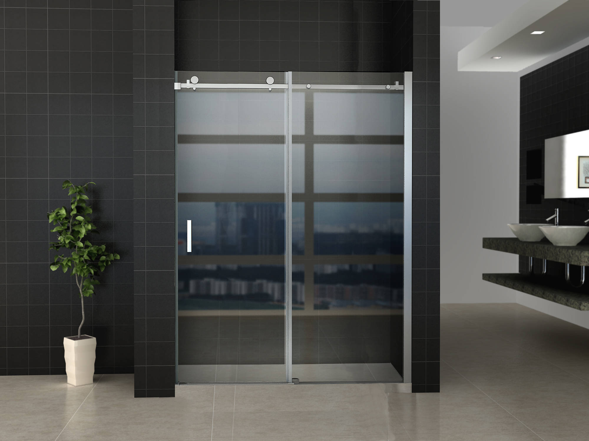 Wiesbaden 2-delige Douchedeur Nis 140x200 cm Aluminium Nanoglas Chroom