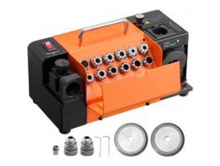 VEVOR Bohrerschleifgerät MR-13B, 3-15 mm, mit einstellbarem Lippenfreiwinkel & 95°-135° Spitzenwinkel, 4600 U/min 120-W-Schärfgerät mit 13 Spannzangen, CBN- & SDC-Schleifscheiben