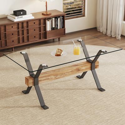 Kodotan sofa Dining table. Modern tempered glass dining table. Large modern office desk with black metal legs and MDF crossbars