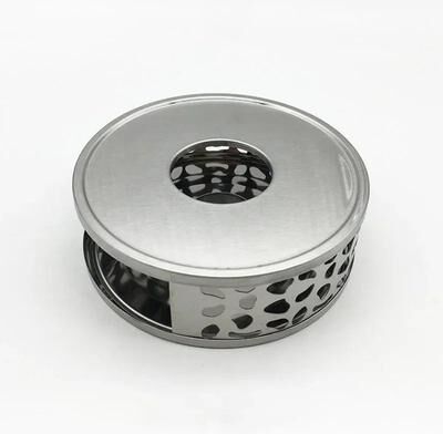 Uplifted Finds Stainless Steel Hollow Teapot Heating Base Elegant Candle Powered Warmer For Ceramic & Coffee Pots silver