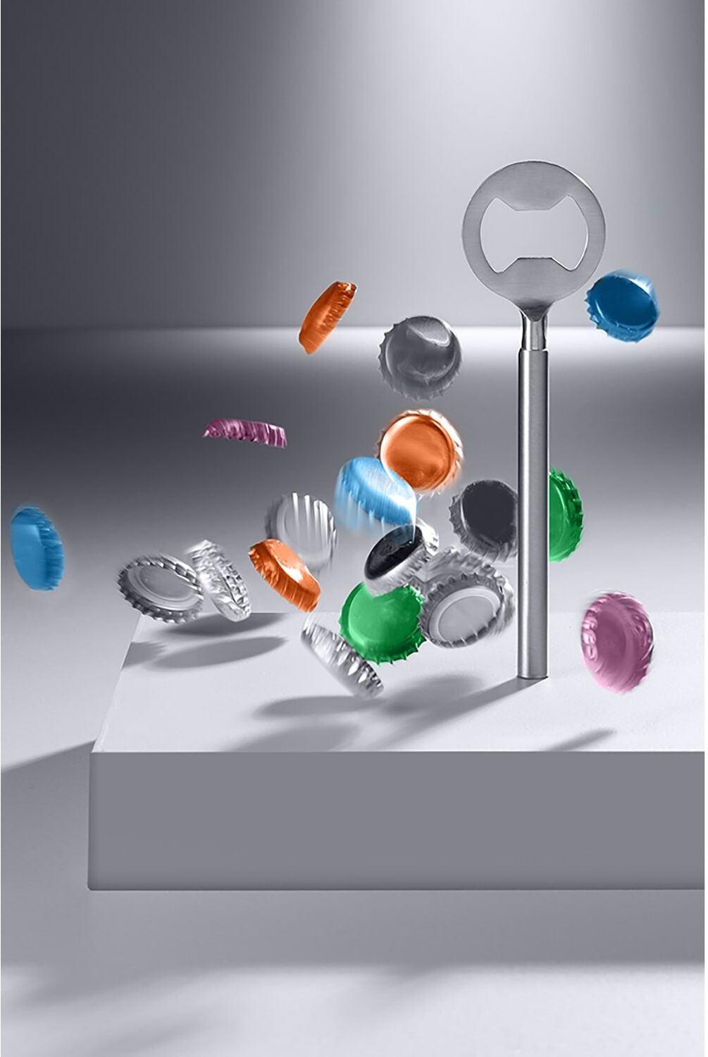 Flaschenöffner FINK STUDIO "OPEN END", grau, Edelstahl, Flaschenöffner, Flaschenöffner, in Geschenkverpackung grau Einheitsgröße