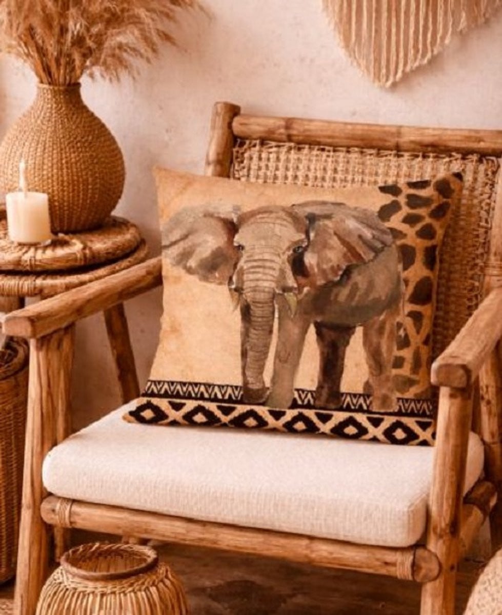 Boho Safari Collection Kussenhoes Olifant 45x45 cm