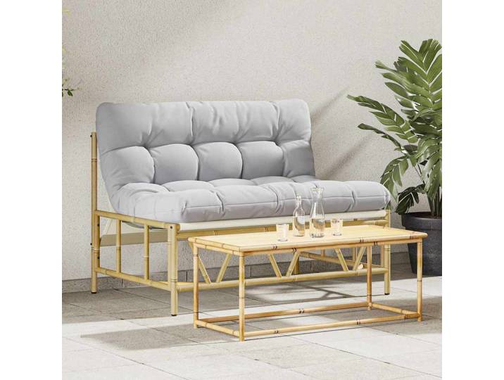 vidaXL Outdoor-Sitzplätze mit Kissen Hellgrau 110 x 74,5 x 71 cm Stahl