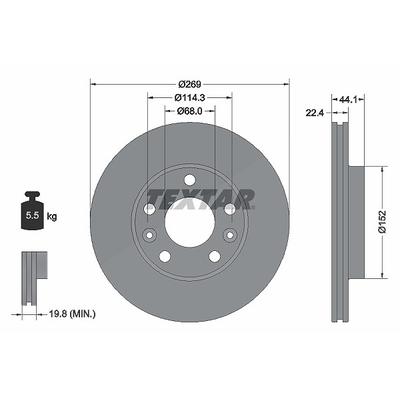 Textar Bremsscheibe [Hersteller-Nr. 92272603] für Renault, Dacia, Nissan