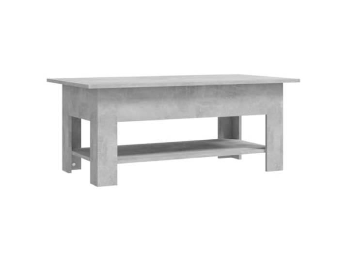 GHVBNMF Couchtisch Betongrau 102x55x42 cm Holzwerkstoff Wohnzimmertisch Modernes 2-stufiges Design mit zusätzlicher Ablage für Bücher und Dekoration im Wohnzimmer. Stabil und pflegeleicht.