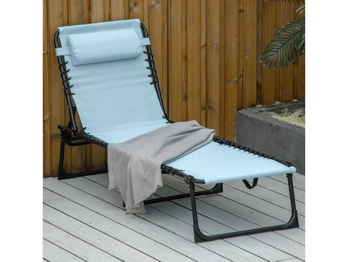 Outsunny Transat Pliant Métal 189x58x30cm Bleu-vert