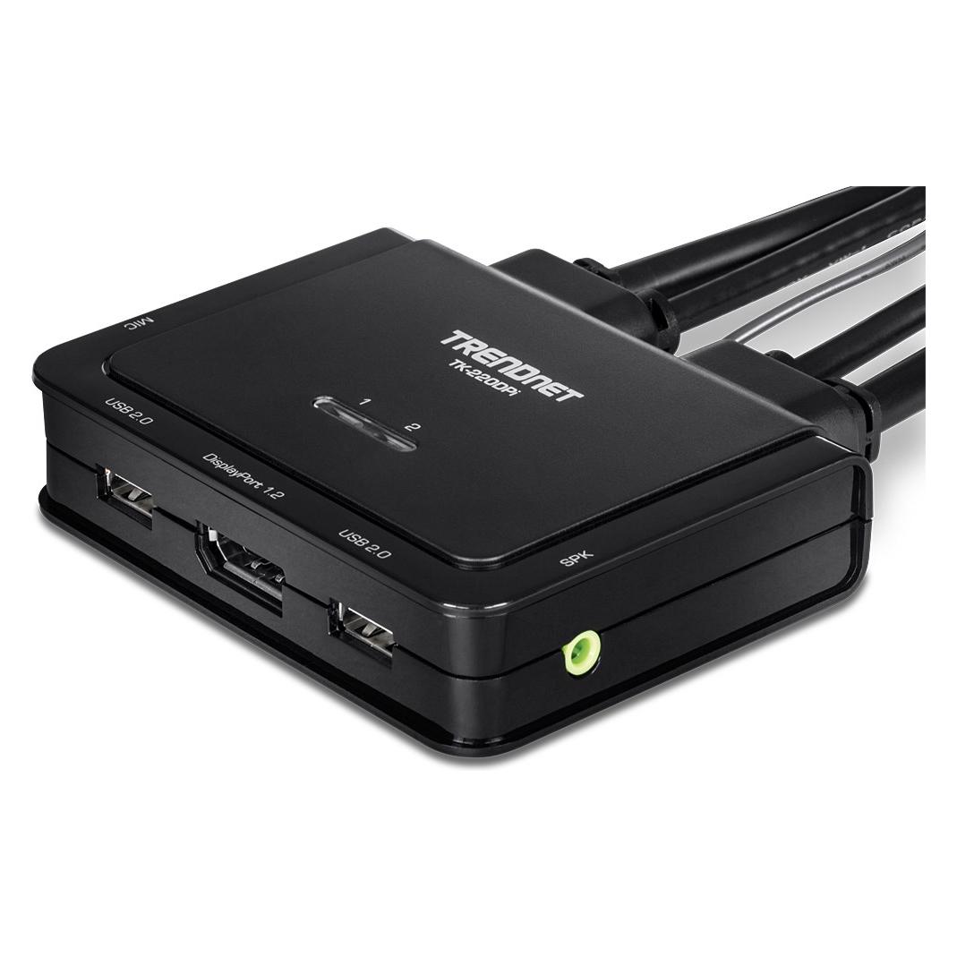 Trendnet TK-220DPI Tastatur/Video/Maus (KVM)-Switch Schwarz (TK-220DPi)