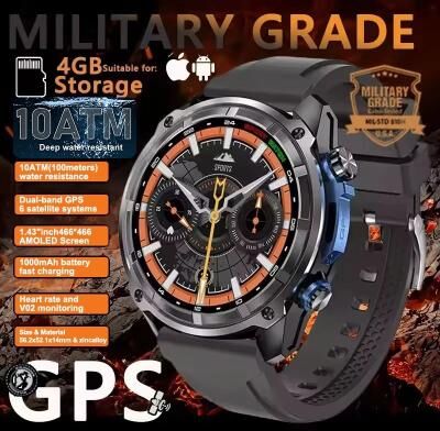 Uplifted Finds T Rex 3 Pro Tactical GPS Smartwatch   Offline Maps & 4GB Memory   10ATM Military Grade 1000mAh Sports Tracker black