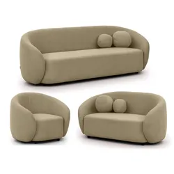 SITZGARNITUR 3+2+1 Roundi Beige Bouclé