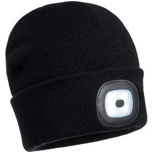 Portwest Wintermütze B029, Beanie mit LED, schwarz, Strickmütze, Unisex, Universalgröße