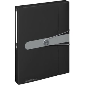Herlitz Heftbox easy orga to go, 11206117, aus Kunststoff, A4, 4 cm Füllhöhe, schwarz, Verschluss seitlich mit Gummizug