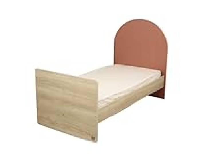 Lit junior 90x190 - décor bois chêne sépia - tête de lit forme arche