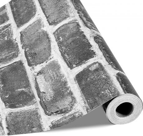 VEVOR Zelfklevend Behang Grijs Steenlook, 45 cm x 10 m, Waterbestendig Vinyl Behang voor Slaapkamer en Keuken