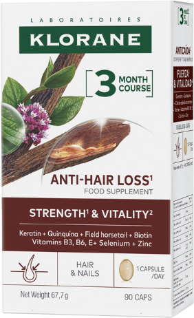 Klorane Quinina Keratincaps Cabelos e Unhas 90 cápsulas