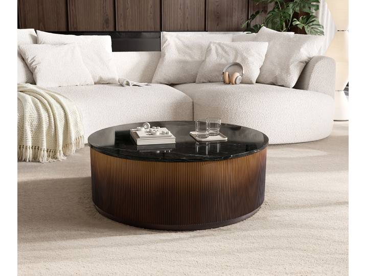 Couchtisch Fiorano 90x90 cm Marmor Schwarz Silber Metall Gold Ombre, Couchtische