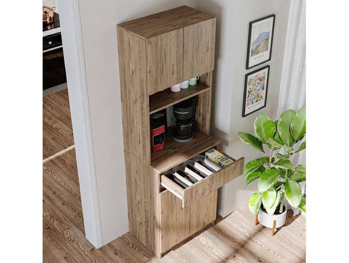 Roomart Küchenbuffet Küchenschrank NAPOLI 180cm mit Nische Schublade Mikrowellenschrank offene Nische für Mikrowelle, mit Schublade