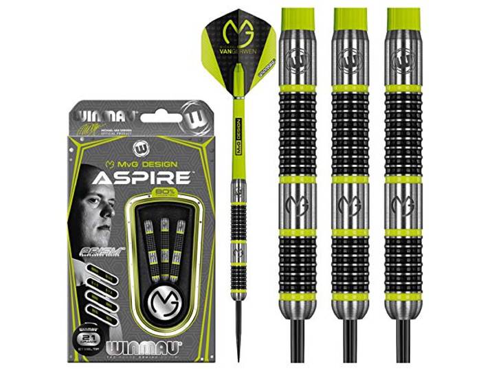 WINMAU Michael van Gerwen MvG Aspire Wolraam Steeltip Darts Set 21g met Prism Vluchten en Nylon Schachten (Stengels)