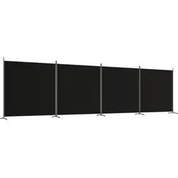 vidaXL 4-tlg. Paravent Schwarz 698x180 cm Stoff